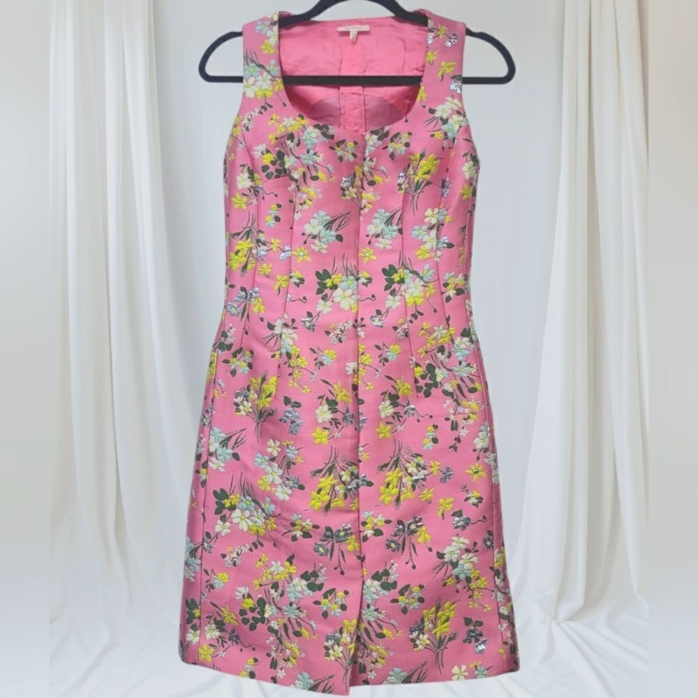 Delpozo Pink Floral Jacquars Mini Dress, Size 36